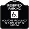 Signmission Reserved Parking Violators Are Subject to Fine of Up to $200 Aluminum Sign, 18" x 18", BW-1818-22993 A-DES-BW-1818-22993 - alternate 1